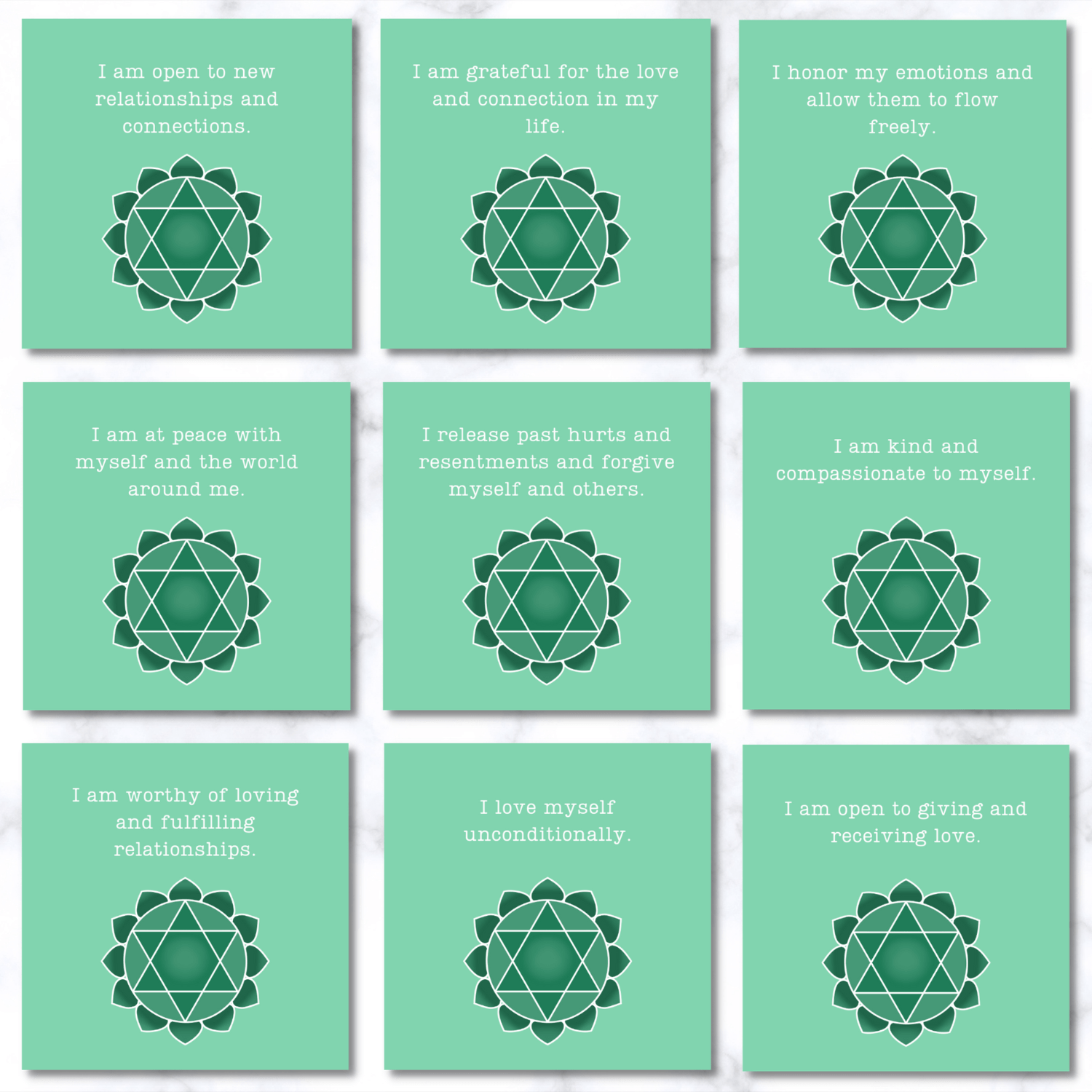 affirmation cards to balance your chakras