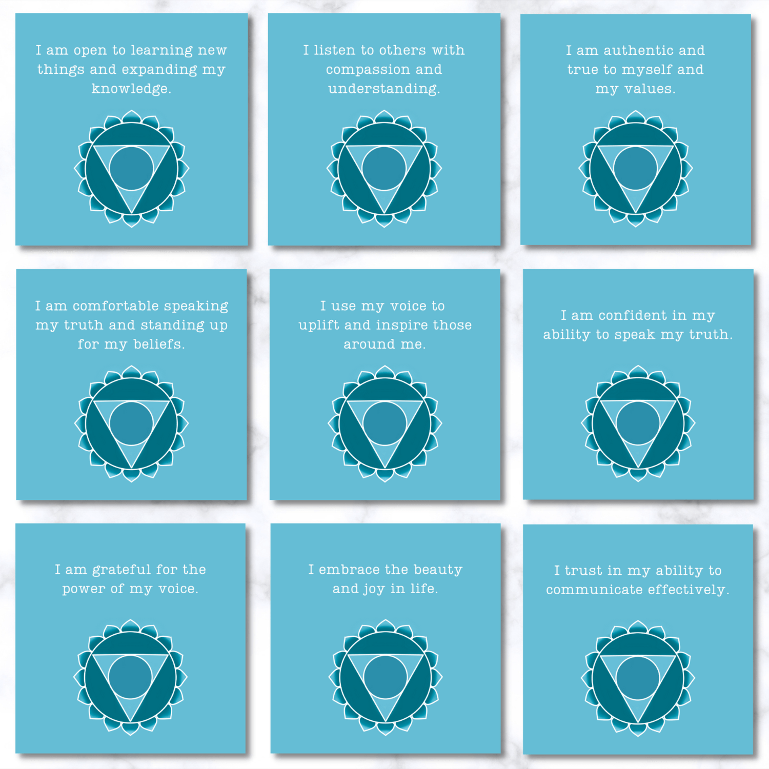 affirmation cards to balance your chakras